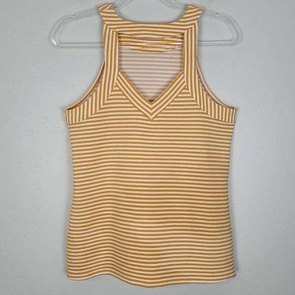 Anthropologie Deletta Size M Isa Tank Top Sleeveless Cut Out Back Striped Orange - Picture 3 of 12